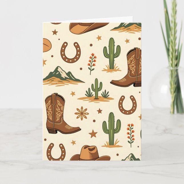 Western country theme with cactus kort (Framsida)