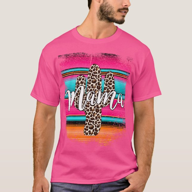 Western Cow Cactus Leopard Cheetha Serape Cowgirl T Shirt (Framsida)
