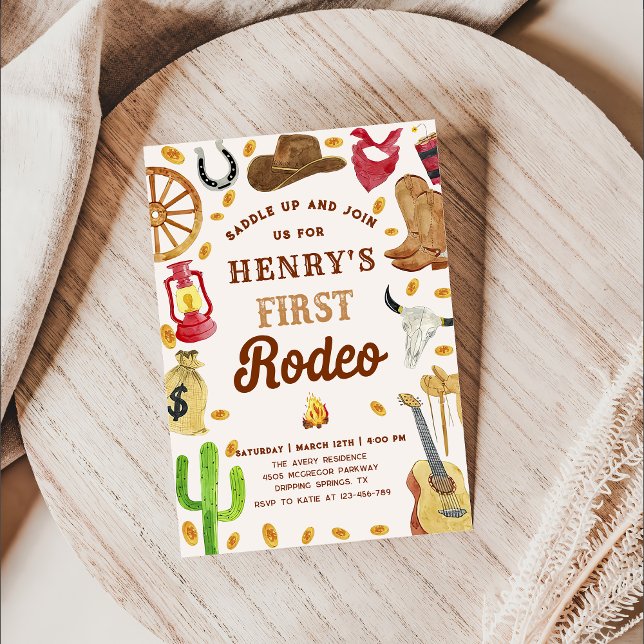 Western Cowboy 1st Rodeo-Födelsedagsfest Inbjudningar (Skapare uppladdad)