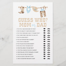 Western Cowboy Baby Shower Gissa Vem Spel Flygblad