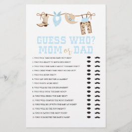 Western Cowboy Baby Shower Gissa Vem Spel Flygblad