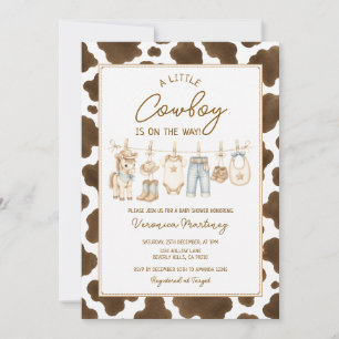 Western Cowboy Baby Shower Klädstreck Inbjudningar
