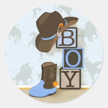 Western Cowboy Baby Shower Sticker