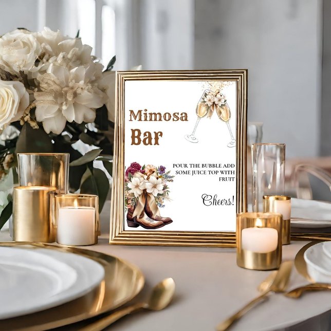 Western Cowboy Bachelorette Mimosa Pub Bord-tecken Poster (Skapare uppladdad)