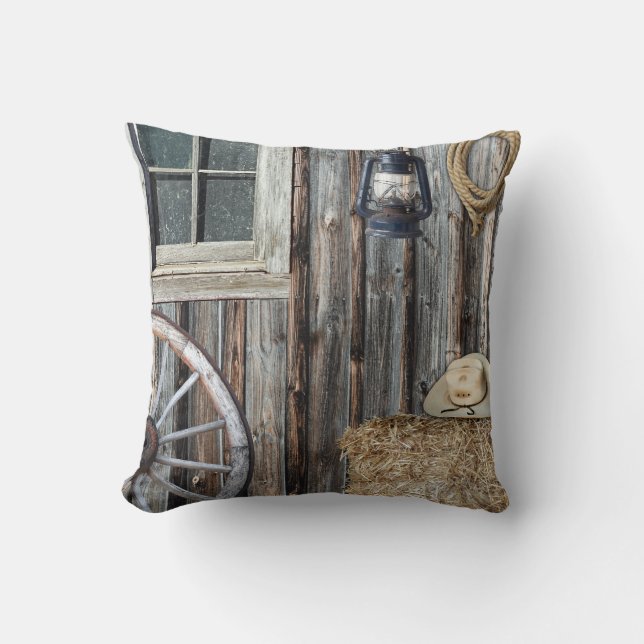 Western Cowboy Barn Pillow Kudde (Framsida)