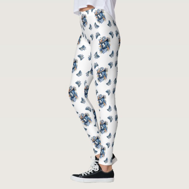 Western Cowboy Bear - Blue Bear with Floral Bandan Leggings (Vänster)
