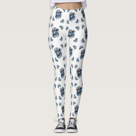 Western Cowboy Bear - Blue Bear with Floral Bandan Leggings