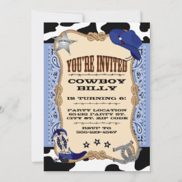 Western, Cowboy Birthday Inbjudningar