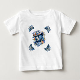 Western Cowboy Björn - Blå Björn med Blommig Banda T Shirt