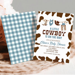 Western Cowboy Blå Karo Barnkalasinbjudan Inbjudningar
