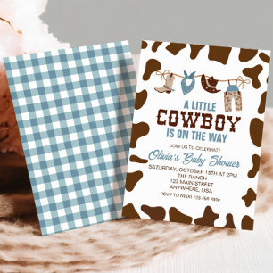 Western Cowboy Blå Karo Barnkalasinbjudan Inbjudningar