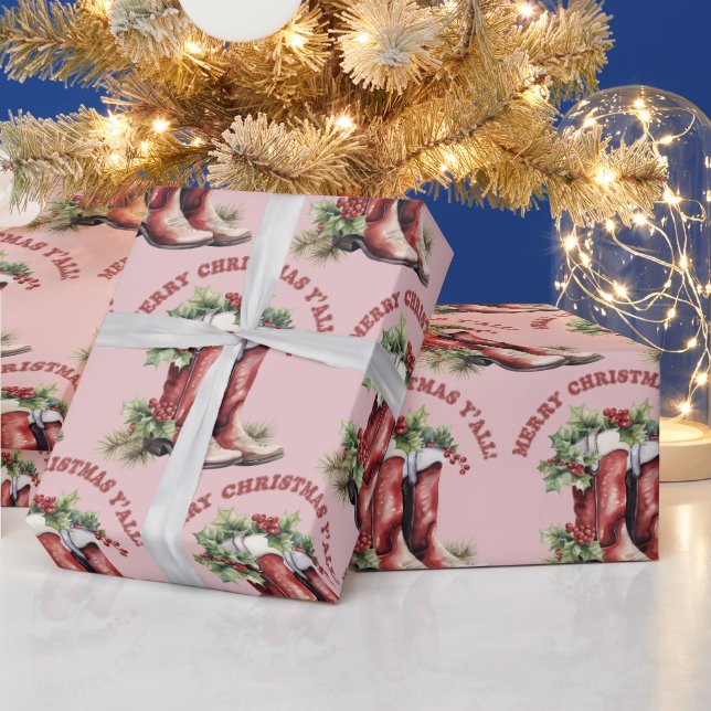 Western Cowboy Boot God jul Y'all Presentpapper (Helgdagar)