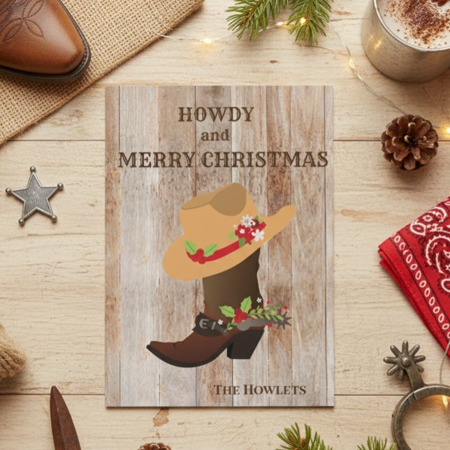 Western Cowboy Boot Hat jul-Helgdag Julkort (Skapare uppladdad)