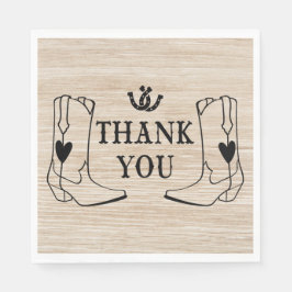 Western Cowboy Boot Landsbyggsbröllop Wood Tack Pappersservett