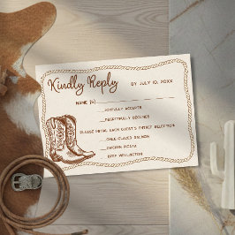 Western Cowboy Boots Barn Wedding Meal Choice OSA Kort