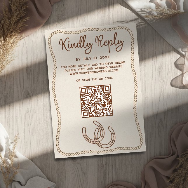 Western Cowboy Boots Barn Wedding Website QR Code OSA Kort (Skapare uppladdad)