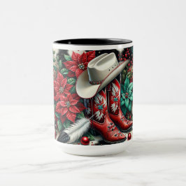 Western Cowboy Boots Helgdag Blommigt Cow Hide Mugg