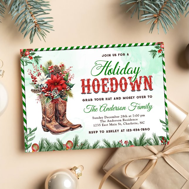 Western Cowboy Christmas Hoedown Party Inbjudningar (Skapare uppladdad)