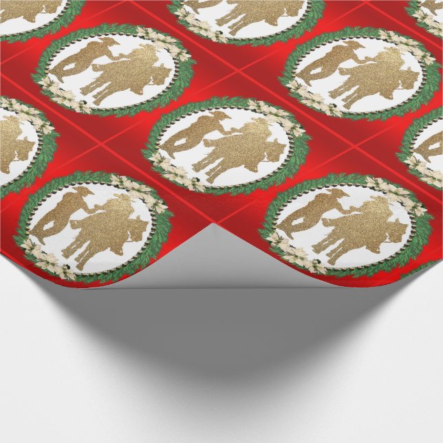 Western Cowboy Cowgirl Horse Helgdag Gift Wrap Presentpapper (Hörn)