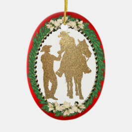 Western Cowboy Cowgirl Horse Julgransprydnad Keramik