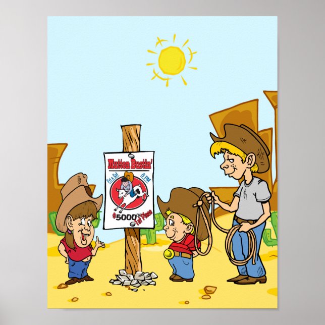 Western Cowboy Cowgirl Kid Mutton Bustin Poster (Framsidan)