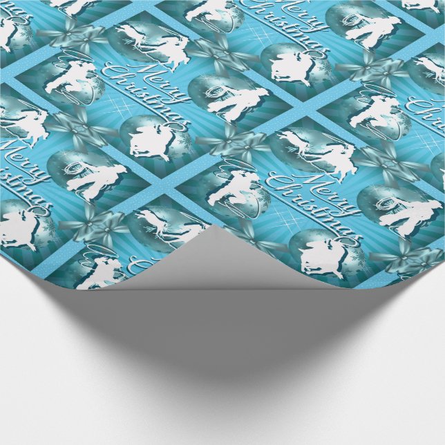 Western Cowboy Cowgirl Roping jul Gift Wrap Presentpapper (Hörn)