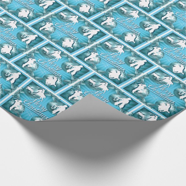 Western Cowboy Cowgirl Roping jul Gift Wrap Presentpapper (Hörn)