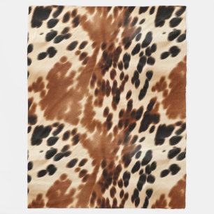 Western Cowboy Cream Brown Black Cowhide Fleecefilt