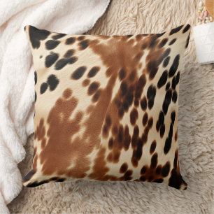 Western Cowboy Cream Brown Black Cowhide Kudde