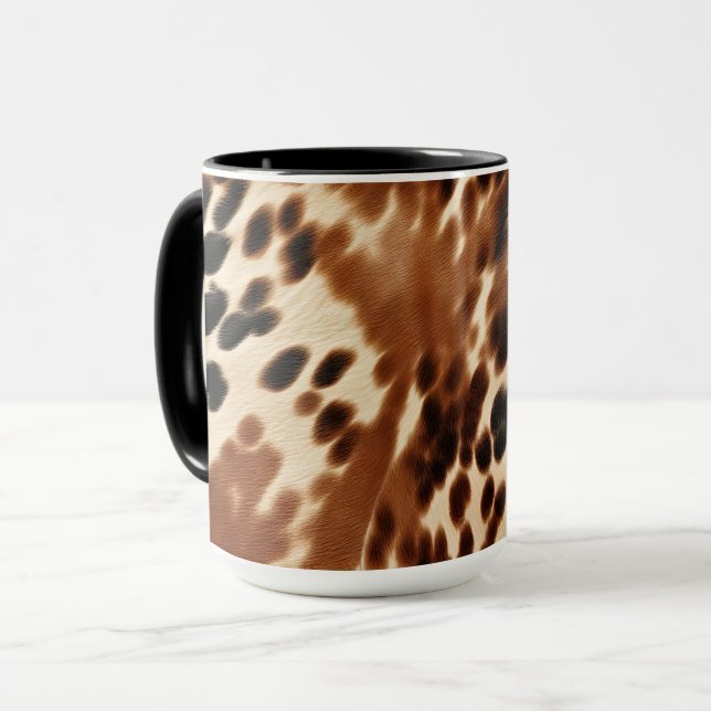 Western Cowboy Cream Brown Black Cowhide Mugg (Framsida vänster)