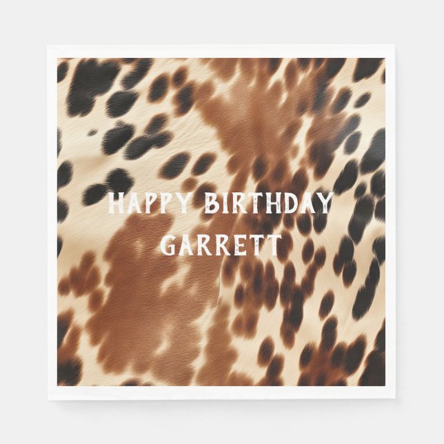 Western Cowboy Cream Brown Black Cowhide Pappersservett (Framsidan)