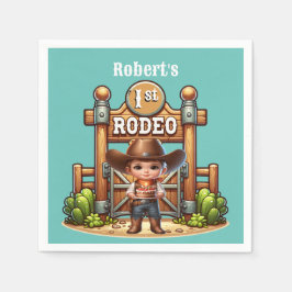 Western Cowboy First Rodeo Birthday-Anpassningsbar Pappersservett