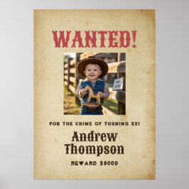 Western Cowboy Födelsedag Efterlyst Poster