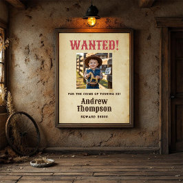 Western Cowboy Födelsedag Efterlyst Poster
