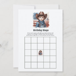 Western Cowboy Födelsedagsbingo-spel Inbjudningar
