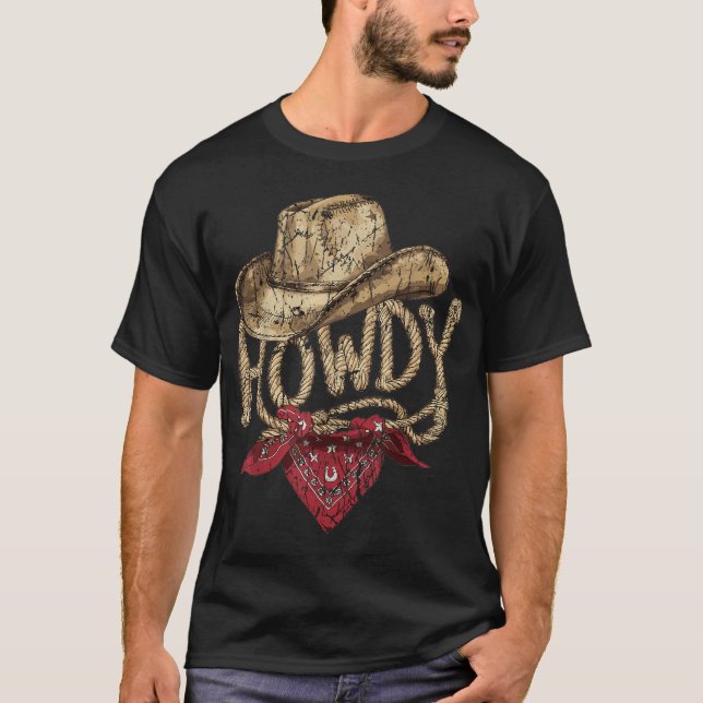 Western Cowboy Födelsedagsfest Howdy Cowboy T Shirt (Framsida)