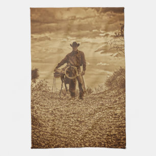 Western Cowboy för SepiaCowboykökshandduk Kökshandduk