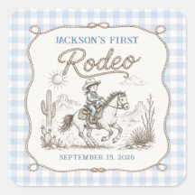 Western Cowboy Första Rodeo Födelsedagsdekal
