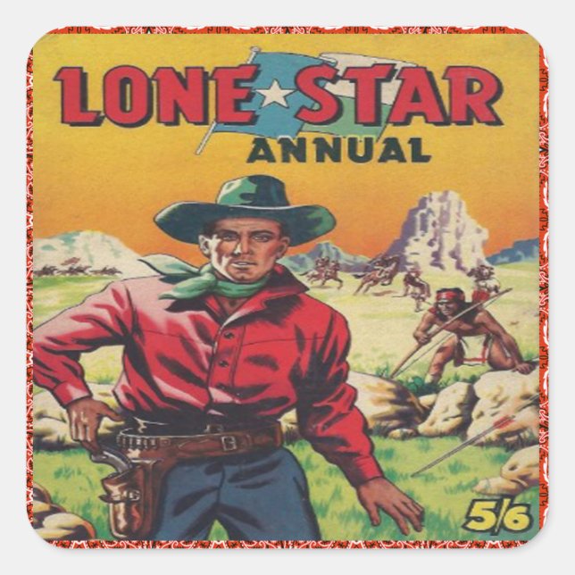 Western Cowboy Fyrkantigt Klistermärke (Framsida)