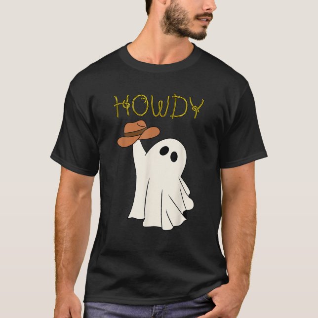 Western Cowboy Ghost Howdy Cute Country Halloween  T Shirt (Framsida)
