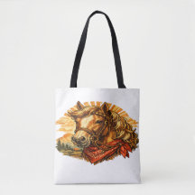 Western Cowboy Häst med Röd Bandana Tote Bag
