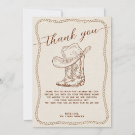 Western Cowboy Hat and Boots Photo Thank You Card Inbjudningar