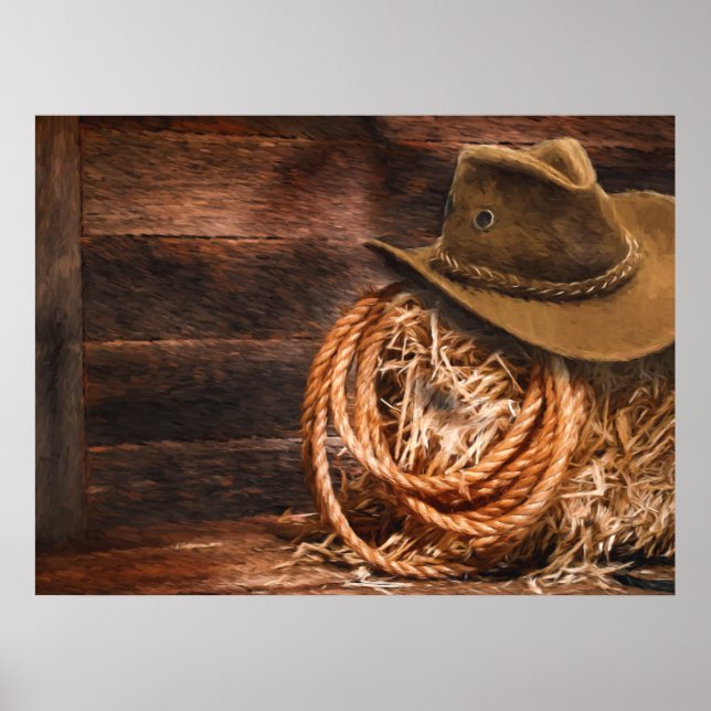 Western Cowboy Hat Barn Hay Poster (Framsidan)