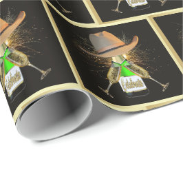 Western Cowboy Hat Champagne Fireworks Celebrate Presentpapper