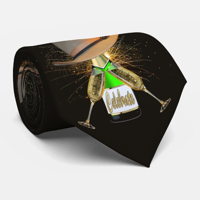 Western Cowboy Hat Champagne Fireworks Necktie Slips (Rullad)