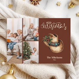 Western Cowboy Hat Christmas 3 Photo   Julkort