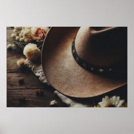 Western Cowboy Hat med Blommigtar Poster
