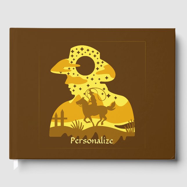 Western Cowboy Horse Lasso Vilda western Gästböcker (Framsida)