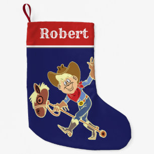 Western Cowboy Kid On Stick Horse Liten Julstrumpa