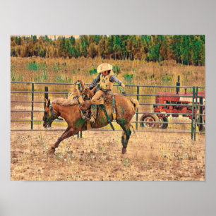 Western Cowboy Land Horse Riding Poster